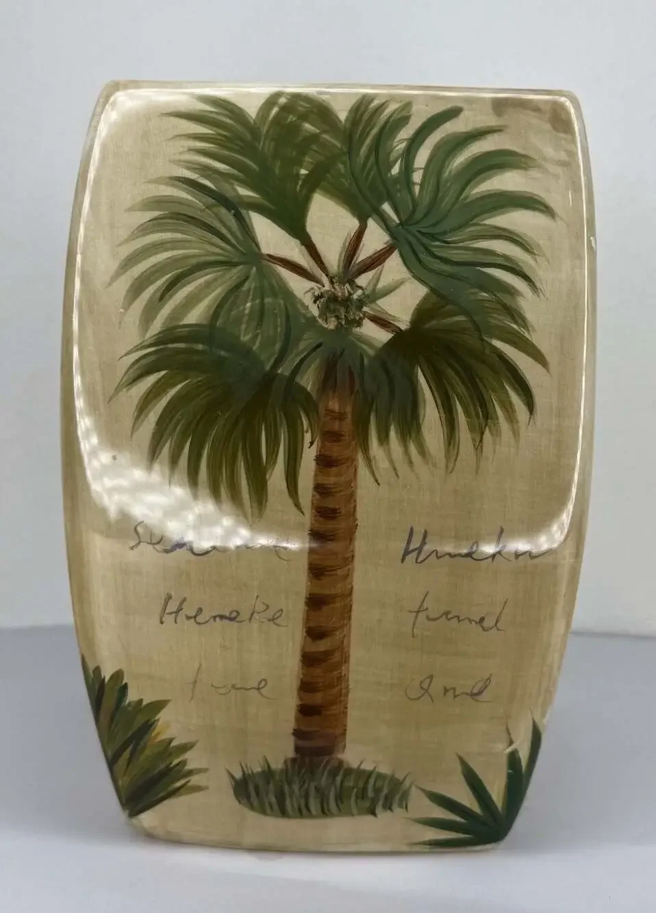 Tabletops Unlimited Bora Bora Palm Tree Ceramic Square Canister